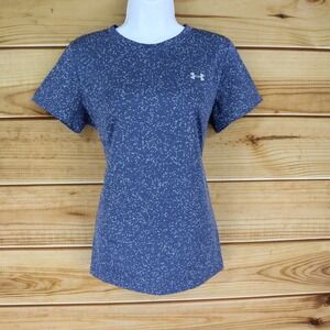 Under Armour Activewear Top Loose Fit Short Sleeves Womens M Blue Dots Polyester